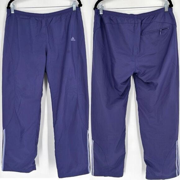 Vintage Y2K 2002 Adidas Womens Windbreaker Pants Track Pants Light Blue Medium - Picture 1 of 15